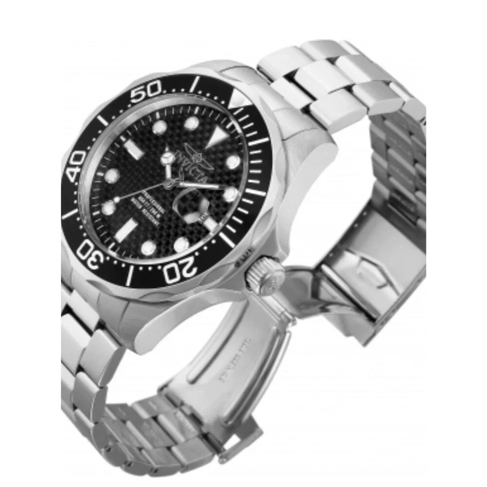 Invicta Silver Watch with Black Dial and Bezel